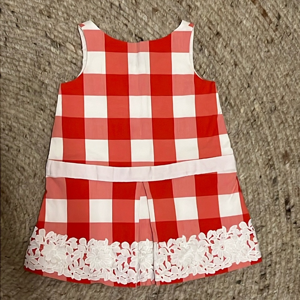 JANIE & JACK Girls Red and White Checkered Dress; 24 months